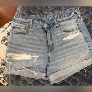 American Eagle Outfitters Light Blue Distressed Jean Shorts